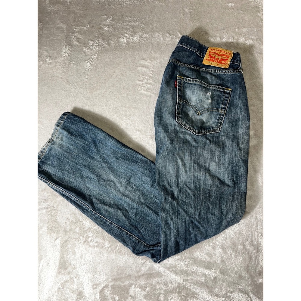 Levis 501 Original Fit Mens Blue Denim Jeans Straight Leg Button Fly 34x32